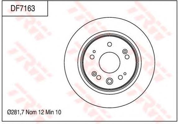 Tarcza hamulcowa tylna DF7163 TRW