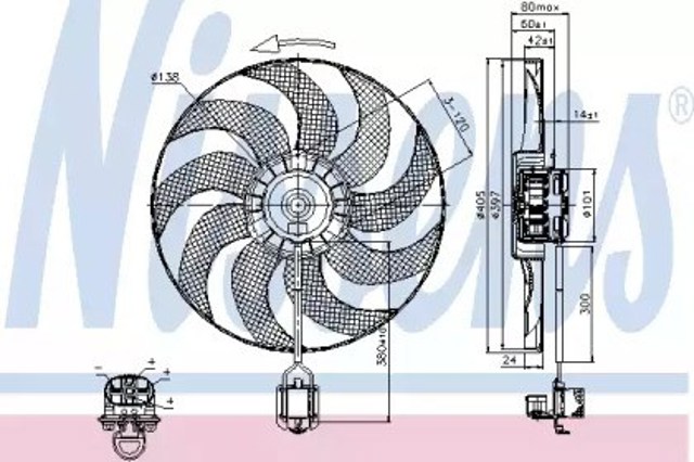 Wentylator elektryczny układu chłodzenia kompletny (silnik+wirnik) 85748 Nissens