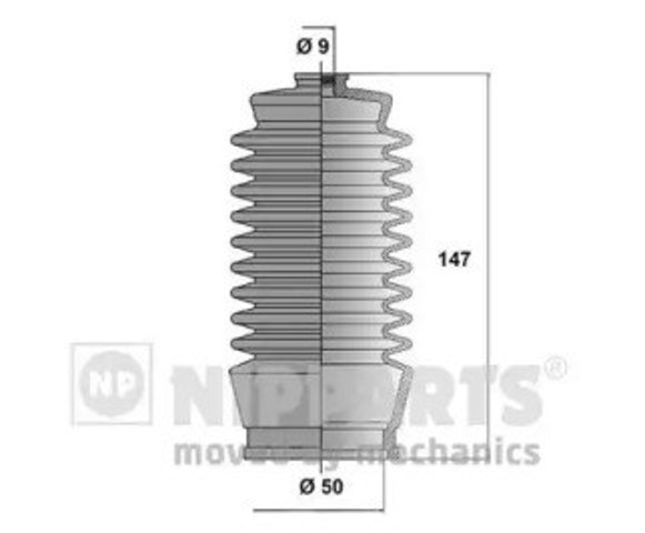 Osłona mechanizmu kierowniczego (maglownicy) J2852003 Nipparts