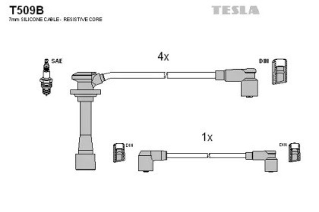 Zestaw przewodów wysokiego napięcia T509B Tesla