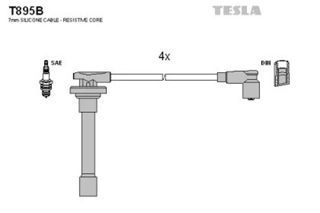 Zestaw przewodów wysokiego napięcia T895B Tesla