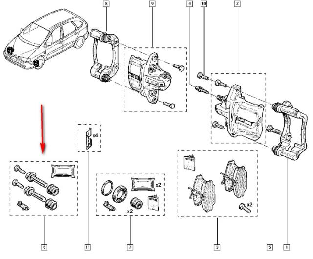 Prowadnica zacisku przedniego RENAULT 7701203713