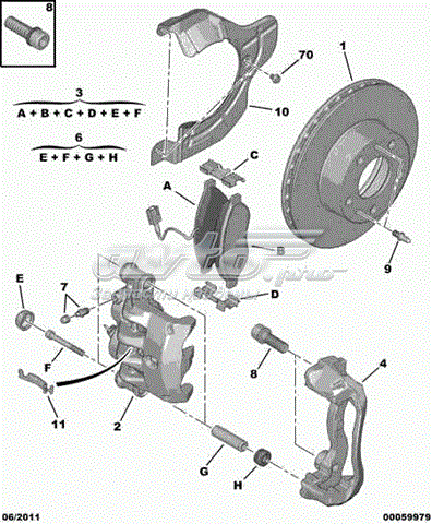 Zestaw naprawczy zacisku hamulcowego przedniego PEUGEOT 443939