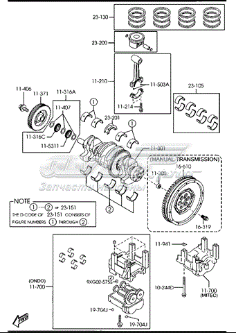 Звездочка привода коленвала двигателя MAZDA L3K91132XA